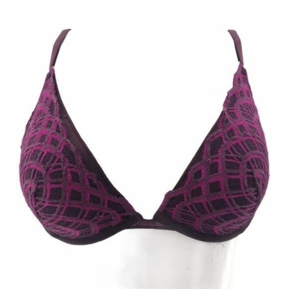 Victoria's Secret (36C) Bra Geometric Lace Purple